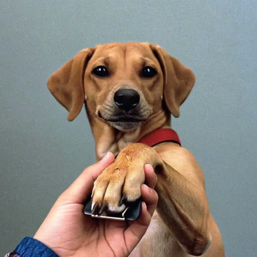 A dog's paw held for a nail trim